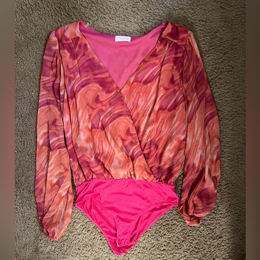 Pink Lily Multicolored Long Sleeve Bodysuit